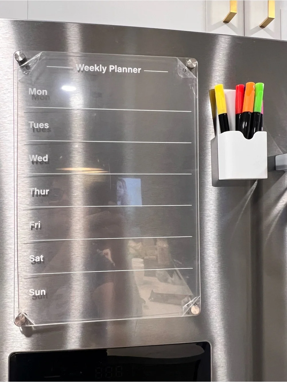 Acrylic Magnetic Dry Erase Calendar weekly planner for Fridge (2 Pack) 6 markers